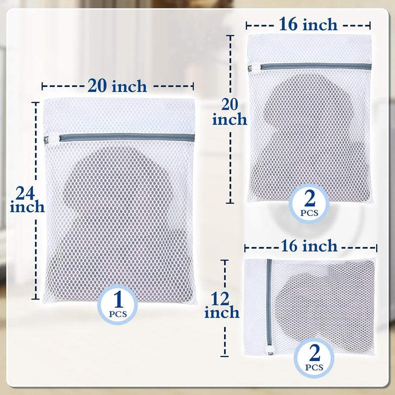 KWULP Heavy-Duty Honeycomb Mesh Laundry Bags, 5-Pack (2x 12×16", 2x 16×20", 1x 20×24") | Delicates Wash Bags for Lingerie & Baby Clothes - Image 4